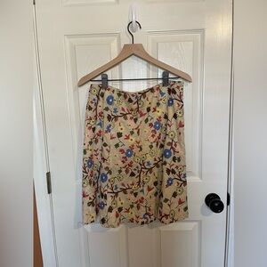 Tibi Retro Floral Stitch Embroidered A-Line Skirt